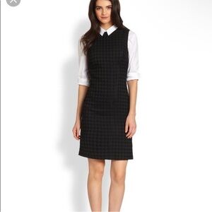 THEORY Black Kuval County Checked Jacquard Sleeveless Work Dress